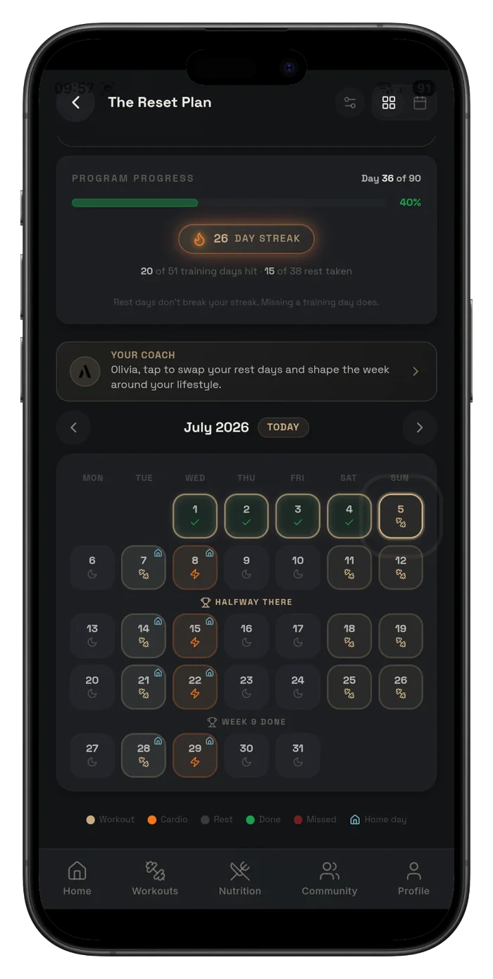 Choosing a training split in the A90 app