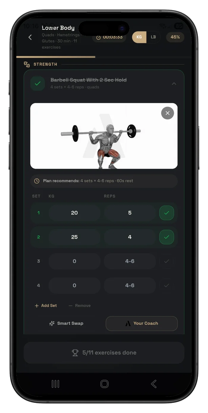 Building a custom workout in the A90 app
